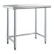 A Steelton 18-gauge stainless steel work table with metal legs.