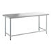 A Steelton stainless steel work table with a metal base.