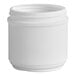 A close up of a white HDPE plastic canister with a lid.