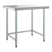 A Steelton stainless steel work table with a metal base.