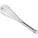 A Choice stainless steel French whisk with a handle.