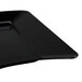 A black rectangular plastic salad plate with a curved edge.