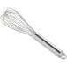 A Choice stainless steel whisk with a handle.