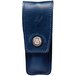 A Chateau Laguiole Andreas Larsson Waiter's Corkscrew blue leather case with a metal button.
