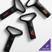 A set of black two-prong cork extractors with customizable branding on the handles.