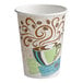 a coffee cup with a design on it