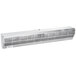 A stainless steel rectangular air curtain with a handle.