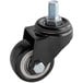 A black Galaxy stem caster wheel with a bolt.