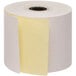 A roll of white paper with a yellow strip.