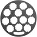 A circular black insert for non-skid trays with holes in it.