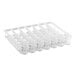 An Avantco white plastic rack with 7 lanes for bottles and cans.