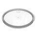 A clear plastic lid with a clear circle.
