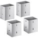 A group of stainless steel square boxes with holes in them.