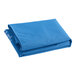 A folded blue vinyl bag on a white background.
