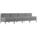 A Flash Furniture Hercules grey LeatherSoft lounge bench with metal legs.