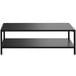 A black rectangular Flash Furniture outdoor coffee table with two shelves.