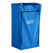 A blue Lavex janitor cart bag with a black zipper.