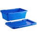 a blue plastic container with a lid