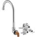 A Regency chrome handsink faucet with a 6" gooseneck spout and foot pedal valve.