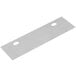 A silver rectangular 6" grill scraper blade with holes in it.