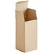 A brown cardboard Lavex heavy-duty reverse tuck carton with the top open.