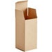 A brown cardboard Lavex Kraft reverse tuck carton with the lid open.