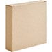A close up of a brown Lavex Kraft reverse tuck carton with a lid.