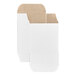 A white reverse tuck carton with open flaps, designed for packaging small items.