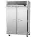 A large silver Turbo Air Premiere Pro Series reach-in freezer with two solid doors.