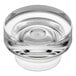 A clear glass bowl with a round base.