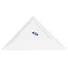 A white triangle shaped CAC porcelain plate.