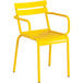 a yellow chair with arms