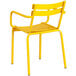 a yellow chair with arms