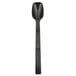 A black polycarbonate salad bar spoon with a black handle.