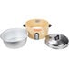 A yellow and white Town electronic rice cooker with a large pot and lid inside, next to a white bowl.