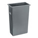 A Lavex gray rectangular trash can.