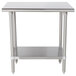 An Advance Tabco stainless steel work table with undershelf.