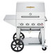 a grill on wheels with a cart