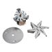 A metal fan and a circular metal plate with a metal core.