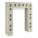 A beige metal Regency locker with open doors and a garment rack.