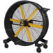 a large fan with yellow stripes