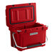 A red CaterGator outdoor cooler with a handle.