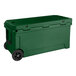 A CaterGator hunter green outdoor cooler with wheels.