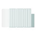 A green wire shelving kit with white plastic shelves.