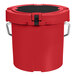 A red CaterGator round cooler with a black lid.