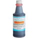 A close up of a 32 oz. bottle of LorAnn Fresh Strawberry Flavor Fountain syrup with a blue label.
