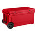 A red CaterGator outdoor cooler with wheels.