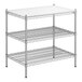 A Regency chrome metal shelving unit with white removable shelf inserts.