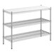 A Regency 3-shelf chrome metal shelving unit with white plastic shelves.
