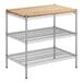 A Regency chrome metal 3-shelf kit with removable wooden shelves.